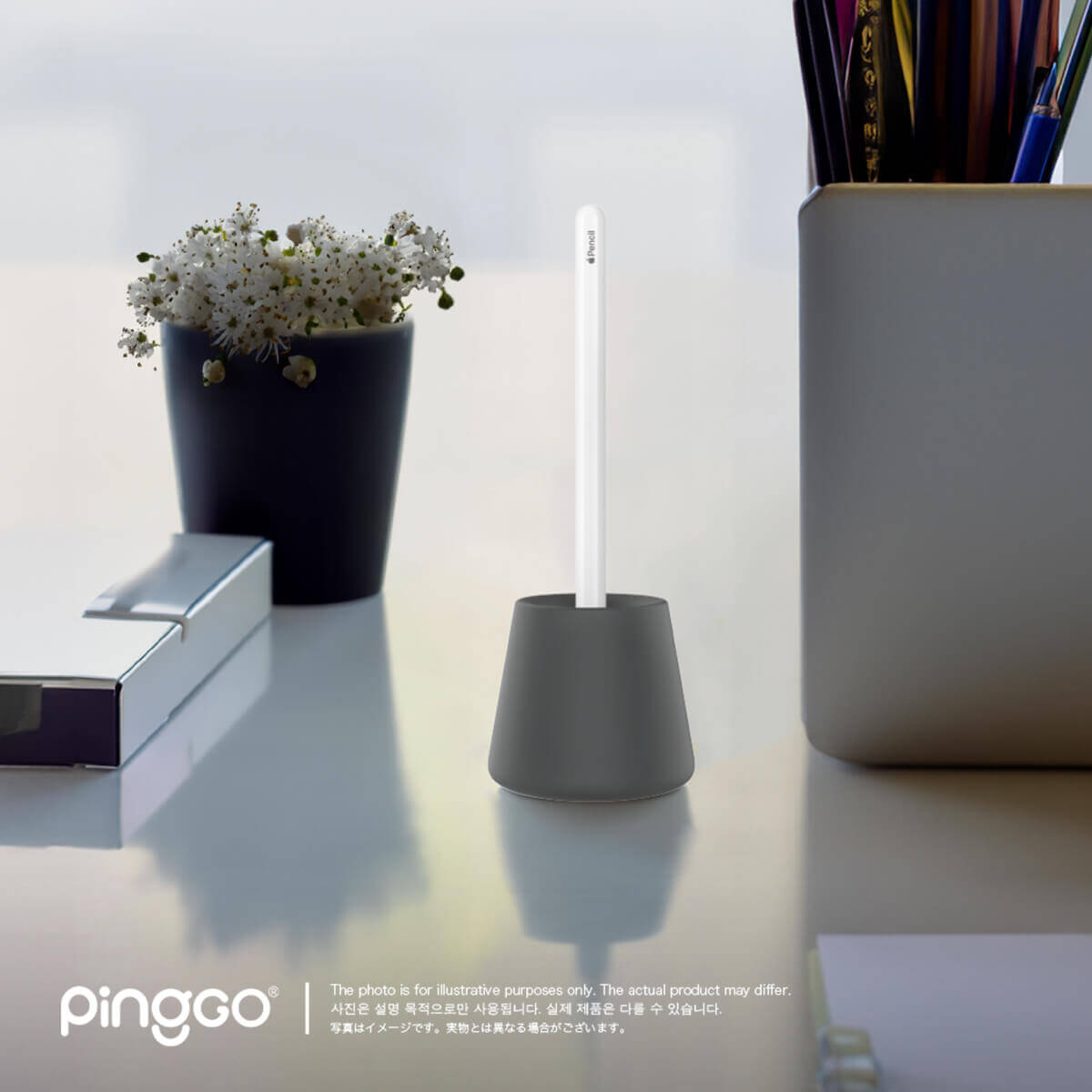 PingGO Apple Pencil 筆座｜矽膠防滑・直立收納・全系列適用