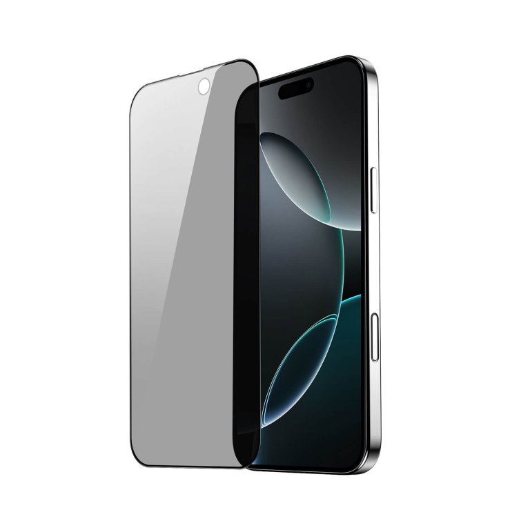 PingGO iPhone 16 防窺鋼化膜，30°側向防窺、9H 硬度與 2.5D 邊緣設計