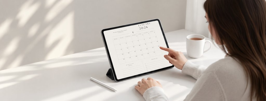 使用者在明亮桌面操作 iPad，旁邊放有白色觸控筆