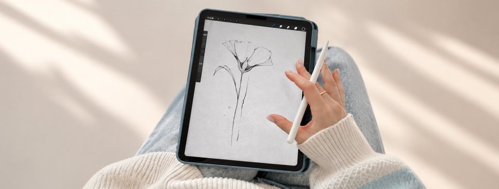使用 Apple Pencil 在 iPad 上進行線稿繪圖
