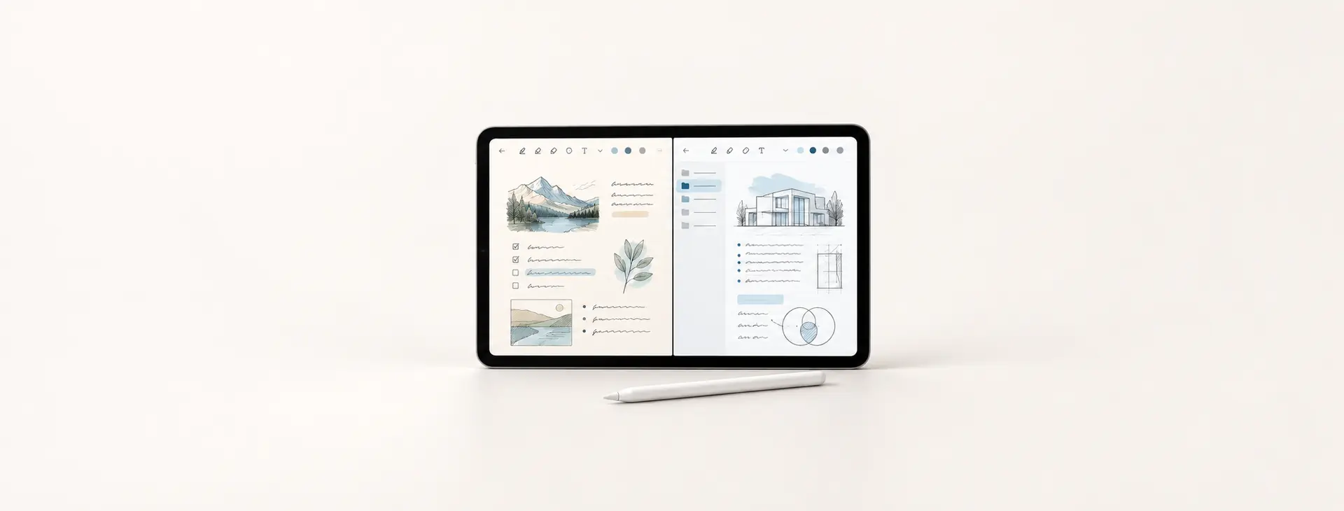 Noteshelf 3 與 Goodnotes 的 iPad 手寫筆記工作區比較概念圖