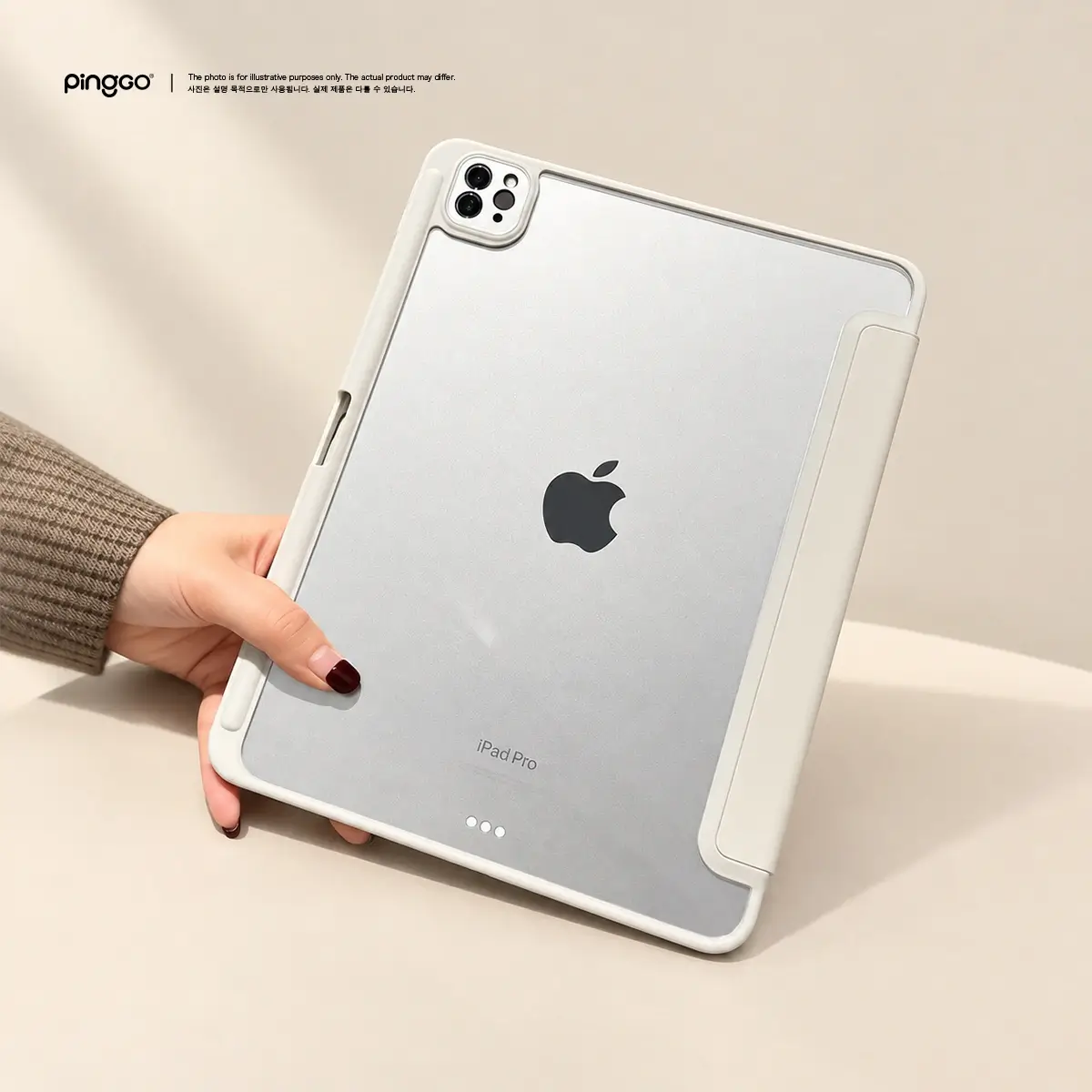 PingGO iPad 保護殼  Y 折筆槽｜極光系列・清透背板・內置筆槽
