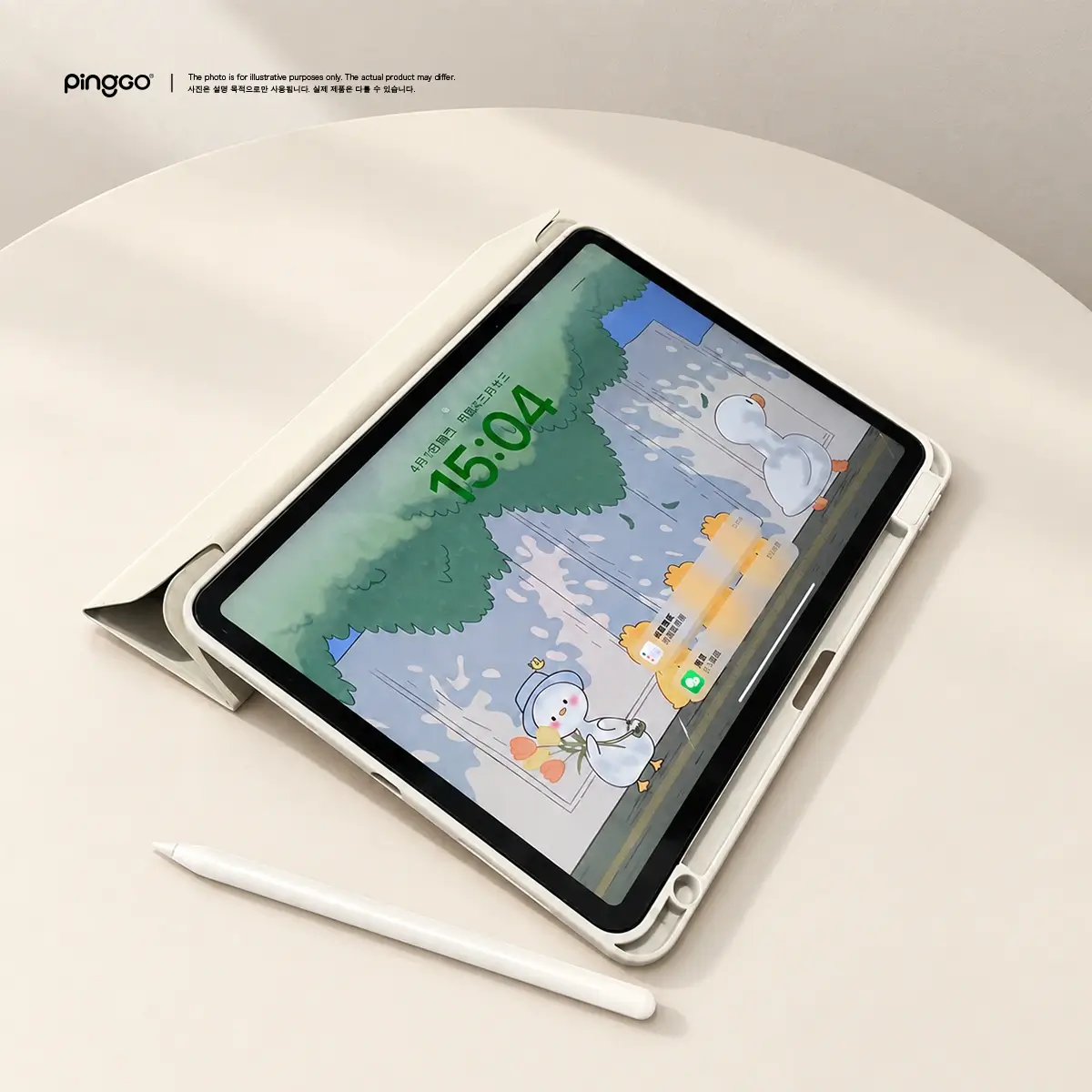 PingGO iPad 保護殼  Y 折筆槽｜極光系列・清透背板・內置筆槽