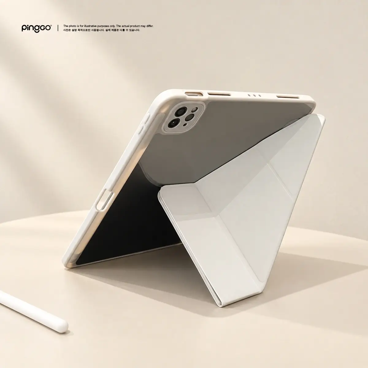 PingGO iPad 保護殼  Y 折筆槽｜極光系列・清透背板・內置筆槽