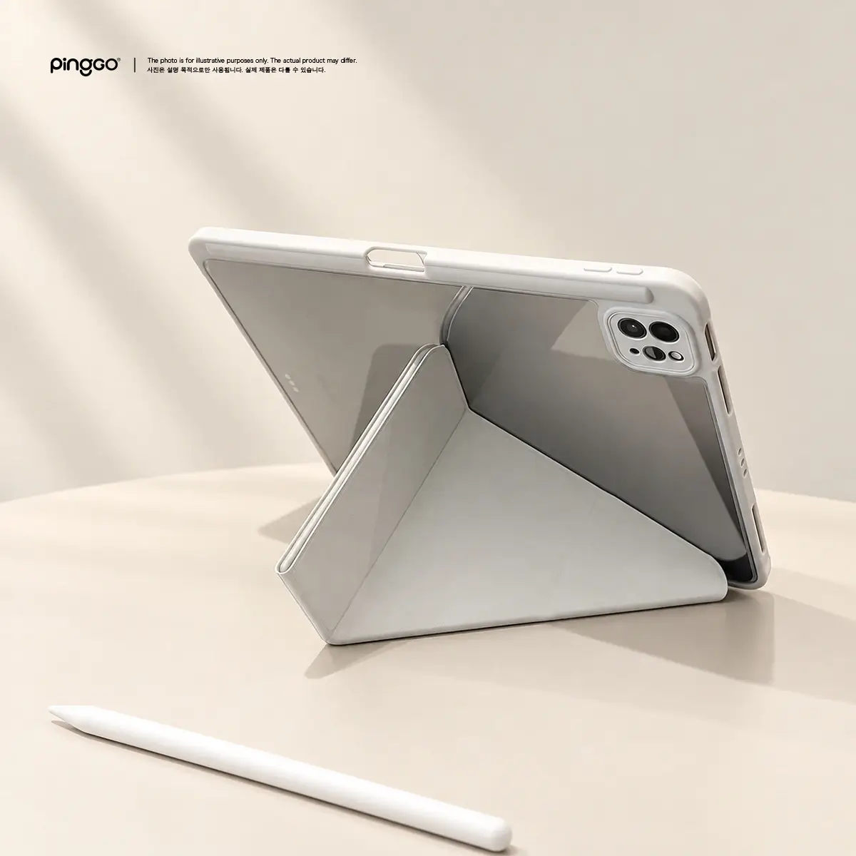 PingGO iPad 保護殼  Y 折筆槽｜極光系列・清透背板・內置筆槽